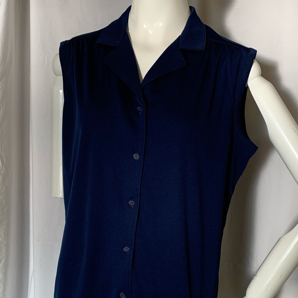 Vintage red, white, and blue sleeveless blouses set.